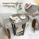 Round End Table with Storage Shelf and Metal Frame by LJGDeals