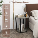 Round End Table with Storage Shelf and Metal Frame by LJGDeals