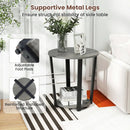 Round End Table with Storage Shelf and Metal Frame by LJGDeals