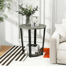 Round End Table with Storage Shelf and Metal Frame by LJGDeals