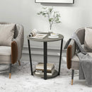 Round End Table with Storage Shelf and Metal Frame by LJGDeals