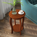 15 Inch 2-Tier Round End Table with Storage Shelf by LJGDeals