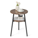 2-Tier Round End Table with Open Shelf and Triangular Metal Frame by LJGDeals