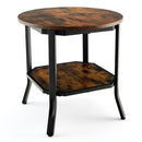 2-Tier Round End Table with Storage Shelf for Living Room-Brown by LJGDeals