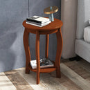 15 Inch 2-Tier Round End Table with Storage Shelf by LJGDeals