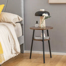 2-Tier Round End Table with Open Shelf and Triangular Metal Frame by LJGDeals