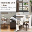 2-Tier Round End Table with Open Shelf and Triangular Metal Frame by LJGDeals