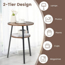 2-Tier Round End Table with Open Shelf and Triangular Metal Frame by DirectDeals