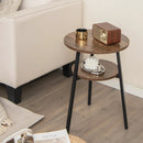 2-Tier Round End Table with Open Shelf and Triangular Metal Frame by DirectDeals