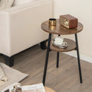 2-Tier Round End Table with Open Shelf and Triangular Metal Frame by LJGDeals