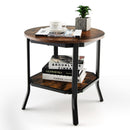 2-Tier Round End Table with Storage Shelf for Living Room-Brown by DirectDeals
