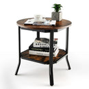 2-Tier Round End Table with Storage Shelf for Living Room-Brown by LJGDeals