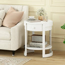2-Tier Round End Table Mid Century Modern Nightstand with Drawer and Shelf by LJGDeals