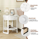 2-Tier Round End Table Mid Century Modern Nightstand with Drawer and Shelf by LJGDeals