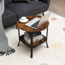 2-Tier Round End Table with Storage Shelf for Living Room-Brown by LJGDeals
