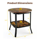 2-Tier Round End Table with Storage Shelf for Living Room-Brown by DirectDeals