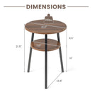 2-Tier Round End Table with Open Shelf and Triangular Metal Frame by LJGDeals
