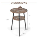 2-Tier Round End Table with Open Shelf and Triangular Metal Frame by DirectDeals