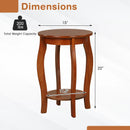 15 Inch 2-Tier Round End Table with Storage Shelf by LJGDeals