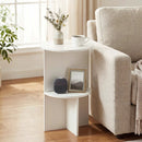Round Side Table with Storage Shelf, 2-Tier White by LJGDeals
