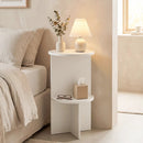 Round Side Table with Storage Shelf, 2-Tier White by LJGDeals