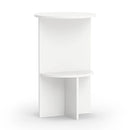 Round Side Table with Storage Shelf, 2-Tier White by LJGDeals