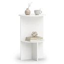 Round Side Table with Storage Shelf, 2-Tier White by LJGDeals
