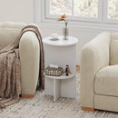 Round Side Table with Storage Shelf, 2-Tier White by LJGDeals