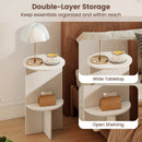 Round Side Table with Storage Shelf, 2-Tier White by LJGDeals