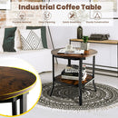 2-Tier Round End Table with Storage Shelf for Living Room-Brown by LJGDeals