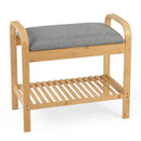 2-Tier Shoe Rack Bench with Flip-Top Storage-Natural by LJGDeals