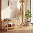 2-Tier Shoe Rack Bench with Flip-Top Storage-Natural