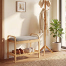 2-Tier Shoe Rack Bench with Flip-Top Storage-Natural by LJGDeals