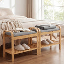 2-Tier Shoe Rack Bench with Flip-Top Storage-Natural by LJGDeals