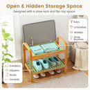2-Tier Shoe Rack Bench with Flip-Top Storage-Natural