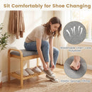 2-Tier Shoe Rack Bench with Flip-Top Storage-Natural by LJGDeals