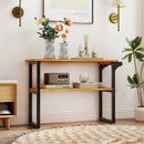 2-Tier Solid Teak Wood Bathroom Shelf with Towel Rack by LJGDeals