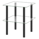 Square End Table with Tempered Glass Top and Shelf by LJGDeals