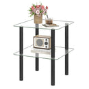 Square End Table with Tempered Glass Top and Shelf by LJGDeals