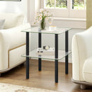 Square End Table with Tempered Glass Top and Shelf by LJGDeals