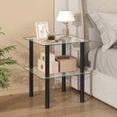 Square End Table with Tempered Glass Top and Shelf by LJGDeals
