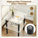 Square End Table with Tempered Glass Top and Shelf by LJGDeals