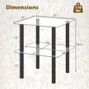 Square End Table with Tempered Glass Top and Shelf by LJGDeals