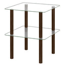 Square End Table with Tempered Glass Top and Shelf by LJGDeals
