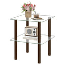 Square End Table with Tempered Glass Top and Shelf by LJGDeals