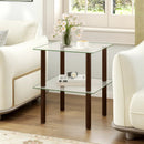 Square End Table with Tempered Glass Top and Shelf by LJGDeals