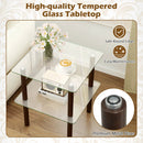 Square End Table with Tempered Glass Top and Shelf by DirectDeals