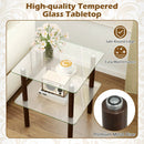 Square End Table with Tempered Glass Top and Shelf by LJGDeals