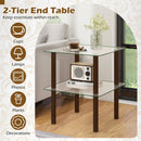 Square End Table with Tempered Glass Top and Shelf by LJGDeals