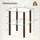 Square End Table with Tempered Glass Top and Shelf by LJGDeals